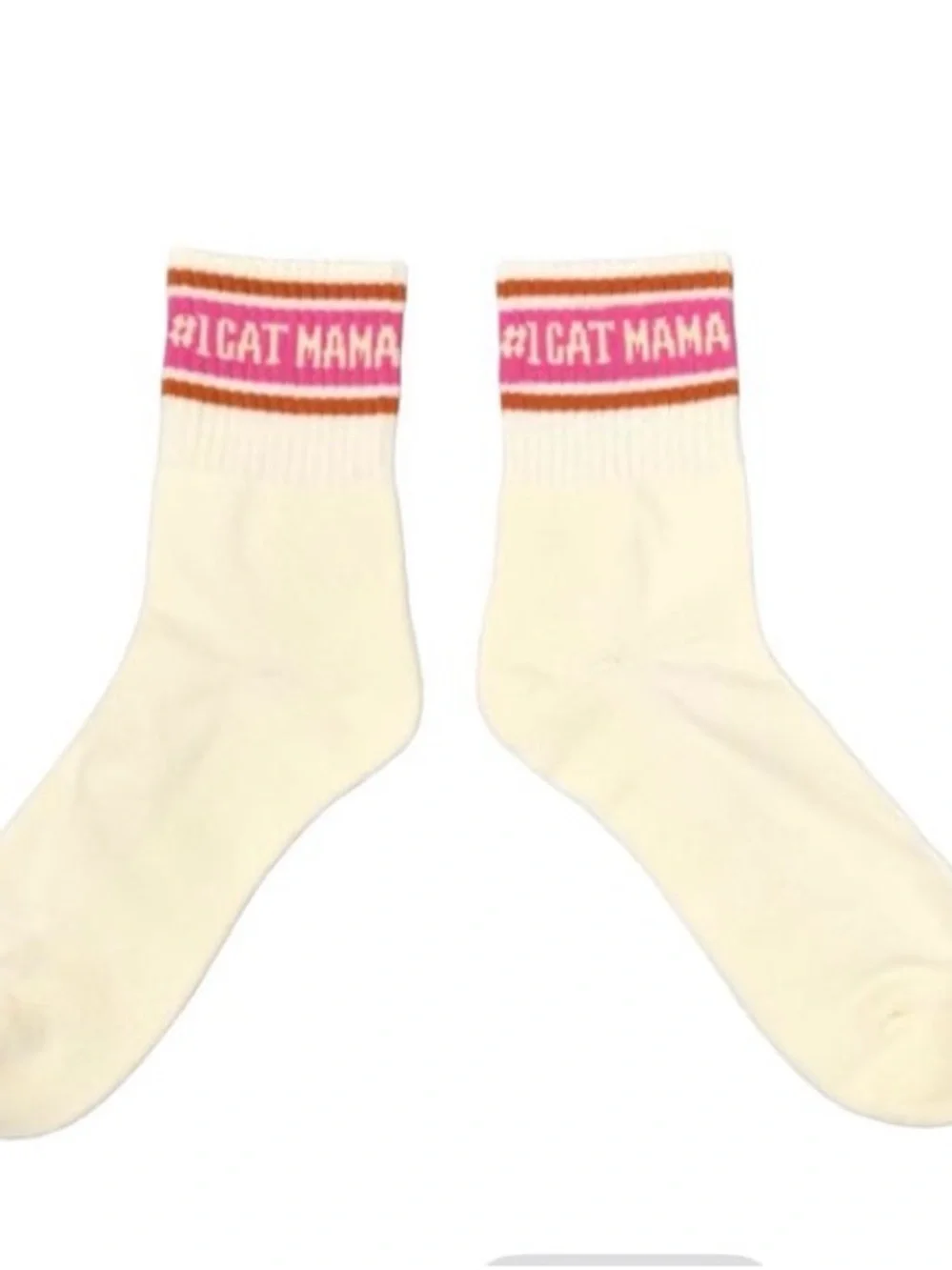 Zanden #1 Cat Mama White Pink Socks